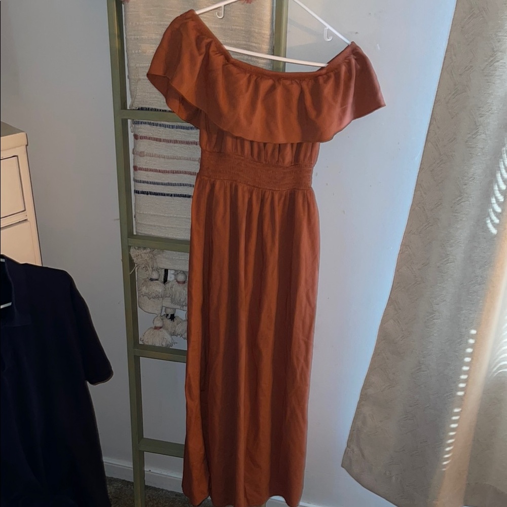 Old Navy Off-Shoulder Rust Dress